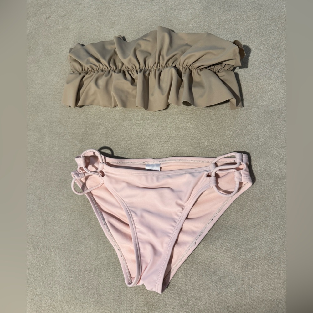 Tan and Pink Bikini Set